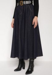 Granatowa Jeansowa Spódnica Midi z Paskiem Suera. Niebieskie spódnice damskie Born2be, m, bez wzorów, z jeansu, midi. Za 149.99 zł.