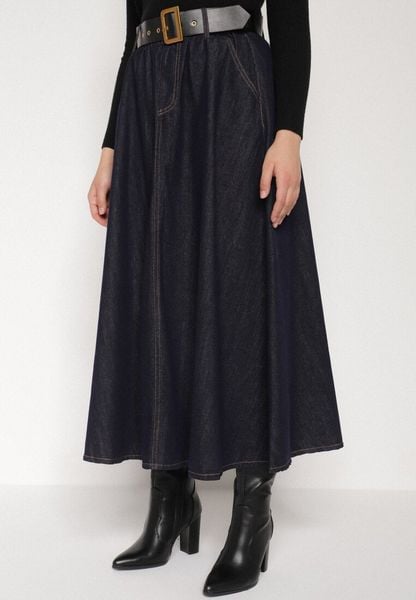 Granatowa Jeansowa Spódnica Midi z Paskiem Suera. Niebieskie spódnice damskie Born2be, m, bez wzorów, z jeansu, midi. Za 149.99 zł.