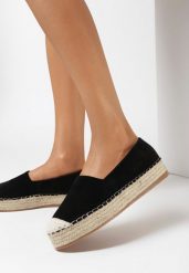 Czarne Espadryle Zdobione Plecionką Thaxie. Czarne espadryle damskie Born2be, z aplikacjami, bez obcasa, bez zapięcia. Za 79.99 zł.