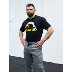 Koszulka sportowa męska MANTO Logo z krótkim rękawem. Czarne koszulki sportowe męskie Manto, m, bez wzorów, bez kołnierzyka, bez ramiączek. Za 99.00 zł.