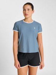 Koszulka damska Hummel Pulse Cima. Niebieskie koszulki sportowe damskie Hummel, m, bez wzorów, z materiału, bez kołnierzyka, bez ramiączek, na fitness i siłownię. Za 128.00 zł.