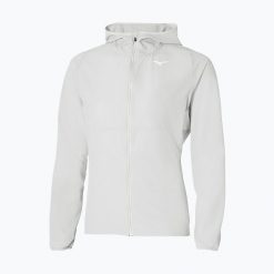 Kurtka do biegania damska Mizuno Alpha Jacket. Szare kurtki sportowe damskie Mizuno, bez wzorów, bez kaptura, do biegania. Za 239.99 zł.