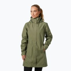 Płaszcz przeciwdeszczowy damski Helly Hansen Aden Long Coat. Zielone kurtki damskie Helly Hansen, bez wzorów, bez kaptura. Za 539.99 zł.
