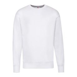 Lekka Bluza Rozpinana Unisex Dla Dorosłych. Białe bluzy męskie Fruit of the Loom, m, bez wzorów, bez kaptura. Za 69.99 zł.