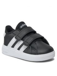 Adidas Sneakersy Grand Court Lifestyle Hook and Loop Shoes GW6523 Czarny. Czarne buty sportowe dziewczęce Adidas, bez wzorów, ze skóry, bez zapięcia. Za 109.99 zł.