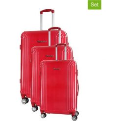 Zestaw walizek w kolorze czerwonym - 3 szt. Walizki męskie Platinium, z materiału. W wyprzedaży za 689.95 zł.
