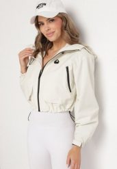 Biała Kurtka Oversize z Nieodpinanym Kapturem i Kieszeniami Firlio. Białe kurtki damskie Born2be, l, bez wzorów, z jeansu. Za 189.99 zł.