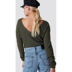 NA-KD Sweter z dzianiny z dekoltem V - Green. Swetry damskie marki NA-KD. Za 121.95 zł.