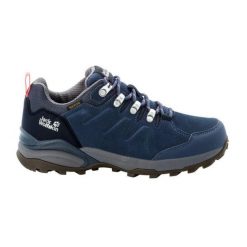 Buty trekkingowe damskie Jack Wolfskin Refugio Texapore Low. Niebieskie obuwie sportowe damskie Jack Wolfskin, bez wzorów, trekkingowe. Za 359.99 zł.