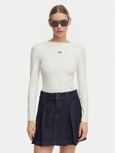 Roxy Longsleeve ERJKT04364 Biały Slim Fit. Białe bluzki damskie Roxy, s, bez wzorów, bez kołnierzyka, bez ramiączek. Za 167.99 zł.