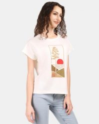 Damska bawełniana koszulka Kilpi JERSIE-W. Białe t-shirty damskie Kilpi, bez wzorów, z bawełny, bez kołnierzyka. Za 91.56 zł.