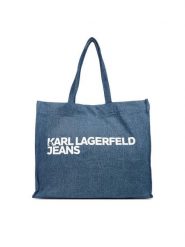 Karl Lagerfeld Jeans Torebka A3W50069 Niebieski. Niebieskie torebki do ręki damskie Karl Lagerfeld Jeans, bez wzorów, z jeansu, bez dodatków. Za 189.99 zł.