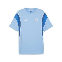 Koszulka Manchester City FtblArchive PUMA Team Light Blue Lake. Niebieskie koszulki sportowe męskie Puma, m, bez wzorów, bez kołnierzyka, bez ramiączek, do piłki nożnej. W wyprzedaży za 181.50 zł.
