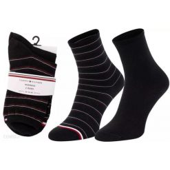 Bawełniane skarpetki Tommy Hilfiger dla kobiet - 2 pary czarne. Czarne skarpety damskie Tommy Hilfiger, bez wzorów, z bawełny. Za 131.99 zł.
