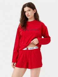 Tommy Hilfiger Piżama UW0UW05649 Czerwony Relaxed Fit. Czerwone piżamy damskie Tommy Hilfiger, xl, bez wzorów, z bawełny, bez ramiączek. Za 329.99 zł.