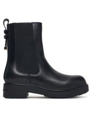 Armani Exchange Botki XW003091 AF11912 UC001 Czarny. Czarne botki damskie Armani Exchange, ze skóry, bez obcasa, na płaskiej podeszwie, bez zapięcia. Za 1,129.00 zł.