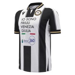 Koszulka domowa Udinese 2024/25. Białe koszulki sportowe męskie Macron, bez wzorów, bez kołnierzyka, bez ramiączek, do piłki nożnej. Za 324.50 zł.