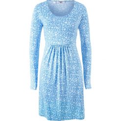 Sukienka shirtowa z długim rękawem bonprix niebieski w kwiaty. Niebieskie sukienki damskie bonprix, w kwiaty, z długim rękawem. Za 44.99 zł.