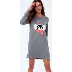 Etam - Koszula nocna Nastasia. Szare koszule nocne damskie Etam, z nadrukiem, z dzianiny. Za 149.90 zł.