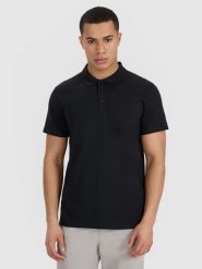 4F Koszulka polo regular męska - czarna XXL. Czarne koszulki polo męskie 4f, m, bez wzorów, z bawełny, bez kołnierzyka, bez ramiączek. Za 99.99 zł.