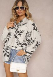 Jasnoszara Koszula z Wiskozy Ozdobiona Kieszonką Finamla. Szare bluzki damskie Renee, bez wzorów, z jeansu, biznesowe, bez kołnierzyka, bez ramiączek. Za 109.99 zł.