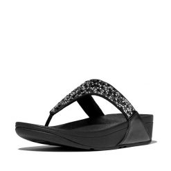 Sandały damskie FitFlop Lulu Crystal-Mix Toe-Post. Czarne klapki damskie FIT FLOP, bez wzorów, bez obcasa, bez zapięcia. Za 458.00 zł.
