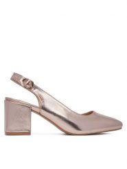 Clara Barson Sandały WS23070-01 Złoty. Żółte sandały damskie Clara Barson, bez wzorów, ze skóry, bez obcasa, na słupku, bez zapięcia. Za 129.99 zł.