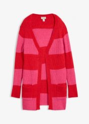 Długi sweter rozpinany. Czerwone kardigany damskie bonprix, bez wzorów, długie. Za 149.99 zł.