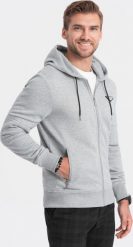 Ombre Bluza męska rozpinana z kapturem - szary melanż V2 OM-SSZP-22SS-010 M. Szare bluzy męskie Ombre, m, bez wzorów, z kapturem. Za 139.99 zł.