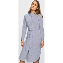 Tommy Hilfiger - Sukienka. Niebieskie sukienki damskie Tommy Hilfiger, bez wzorów, z bawełny, biznesowe, bez kołnierzyka, bez ramiączek. W wyprzedaży za 489.90 zł.