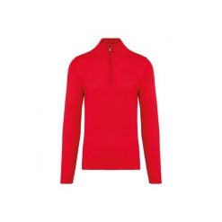 Sweter 1/4 zip Kariban. Czerwone swetry damskie KARIBAN, na zimę, bez wzorów, bez kołnierzyka, bez ramiączek, bez kaptura. Za 238.50 zł.