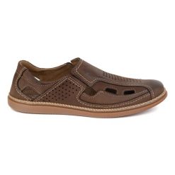 Olivier Buty męskie wsuwane przewiewne 203L brązowe. Brązowe półbuty na co dzień męskie na lato, z materiału, eleganckie, bez zapięcia. Za 319.69 zł.