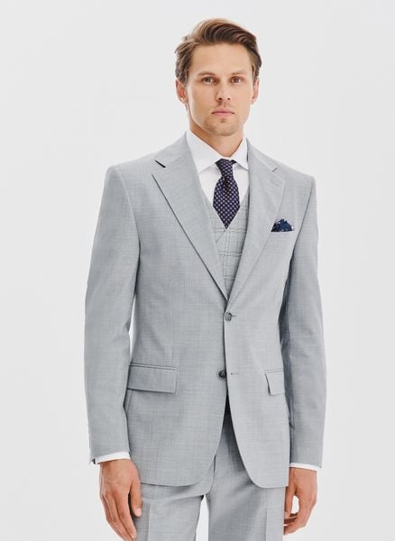 PAKO LORENTE - Gładka szara marynarka garniturowa. Szare marynarki męskie Pako Lorente, bez wzorów, z poliesteru, biznesowe. Za 1,189.99 zł.