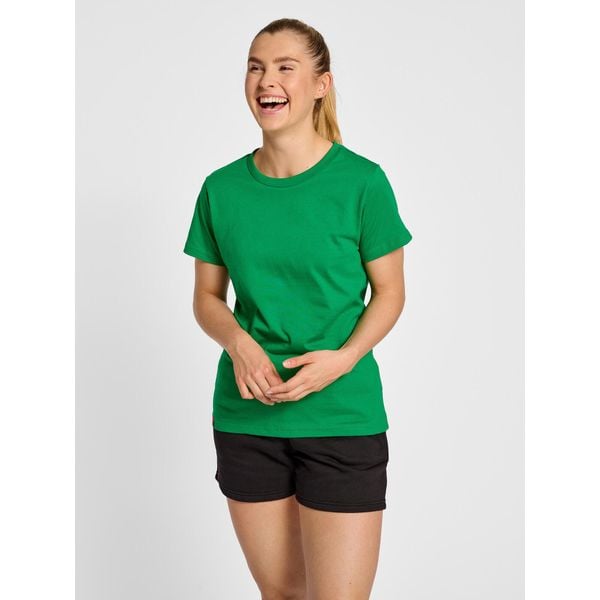 Koszulka damska Hummel Red Heavy. Zielone koszulki sportowe damskie Hummel, s, bez wzorów, z bawełny, sportowe, bez kołnierzyka. Za 109.50 zł.