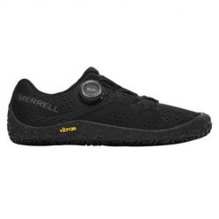 Buty do biegania damskie Merrell Vapor Glove 6. Czarne obuwie sportowe damskie Merrell, bez wzorów, z materiału, do biegania. Za 567.00 zł.