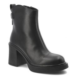 Czarne Botki Cambell Eleganckie Buty Damskie Na Obcasie. Czarne kozaki damskie Cambell, ze skóry, bez obcasa, na obcasie. Za 246.99 zł.