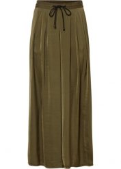 Spodnie culotte z lejącej satyny. Czarne spodnie materiałowe damskie bonprix, bez wzorów, z satyny. Za 139.99 zł.
