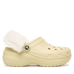 Klapki Crocs. Brązowe klapki damskie Crocs, bez wzorów, bez obcasa. Za 309.99 zł.