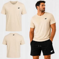 KOSZULKA MĘSKA 4F T-SHIRT SPORTOWY BAWEŁNIANY LIMITOWANY M3948 SS26. Brązowe koszulki sportowe męskie 4f, m, bez wzorów, z bawełny, bez kołnierzyka, bez ramiączek, na fitness i siłownię. Za 54.99 zł.