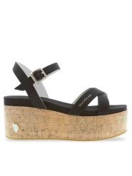 U.S. Polo Assn. Sandały Loren LOREN002 Czarny. Czarne sandały damskie U.S. Polo Assn., bez wzorów, ze skóry, bez obcasa, na koturnie, bez zapięcia. Za 419.99 zł.