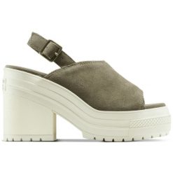 Sandały Converse Chuck 70 De Luxe Heel Mule, Kobiety. Zielone klapki damskie Converse, bez wzorów, z zamszu, bez obcasa. Za 590.00 zł.