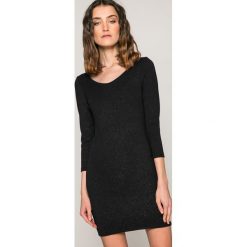 Answear - Sukienka. Czarne sukienki damskie ANSWEAR, z dzianiny, casualowe, z okrągłym kołnierzem. W wyprzedaży za 79.90 zł.