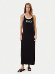 Liu Jo Beachwear Sukienka codzienna VA5134 JS360 Czarny Regular Fit. Czarne sukienki damskie Liu Jo Beachwear, na co dzień, xs, bez wzorów, z wiskozy, bez kołnierzyka, bez ramiączek, proste. Za 279.99 zł.