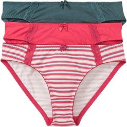 Figi (3 pary) bonprix w paski + czerwony matowy + szarozielony. Figi damskie marki KALENJI. Za 53.97 zł.