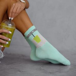 Miętowe skarpetki damskie matcha 1195. Zielone skarpety damskie Milena, bez wzorów, z bawełny. Za 15.90 zł.