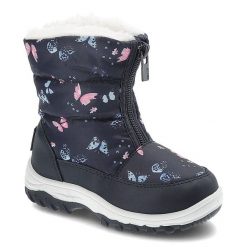 Granatowe Śniegowce Big Star Ocieplane Buty Dziecięce. Niebieskie śniegowce dziewczęce Big Star, z syntetyku, retro, bez zapięcia. Za 115.00 zł.