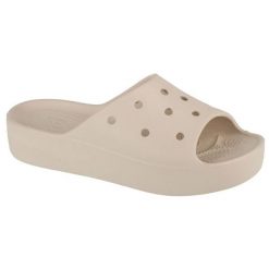 Klapki Crocs Classic Platform Slide 208180-2Y2 beżowy. Brązowe klapki damskie bez wzorów, casualowe, bez obcasa. Za 294.61 zł.