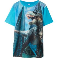 T-shirt z nadrukiem dinozaura bonprix turkusowy -czarny z nadrukiem. Koszule dla chłopców marki bonprix. Za 34.99 zł.