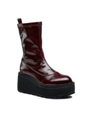 Jenny Fairy Botki LS5796-02A Bordowy. Czerwone botki damskie Jenny Fairy, ze skóry, bez obcasa, na koturnie, bez zapięcia. Za 109.99 zł.