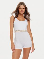 Versace Kombinezon 1015857 1A10011 Biały Slim Fit. Białe piżamy damskie Versace, bez wzorów, z bawełny, bez ramiączek. Za 809.99 zł.